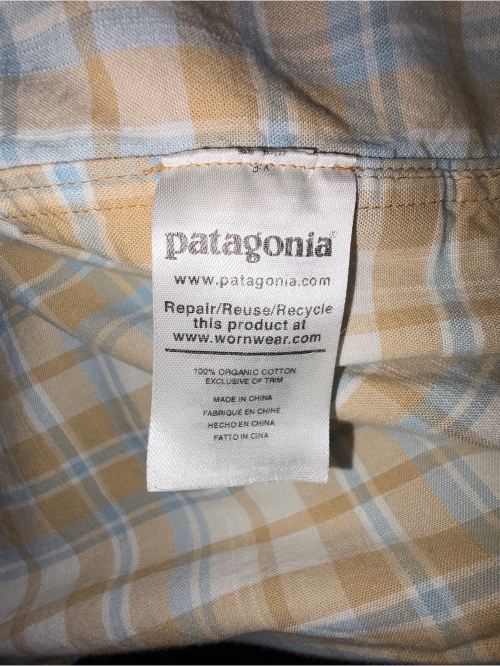 Patagonia Organic Cotton Slub Poplin Plaid Short Sleeve Button Down Shirt Sz S - Picture 5 of 6